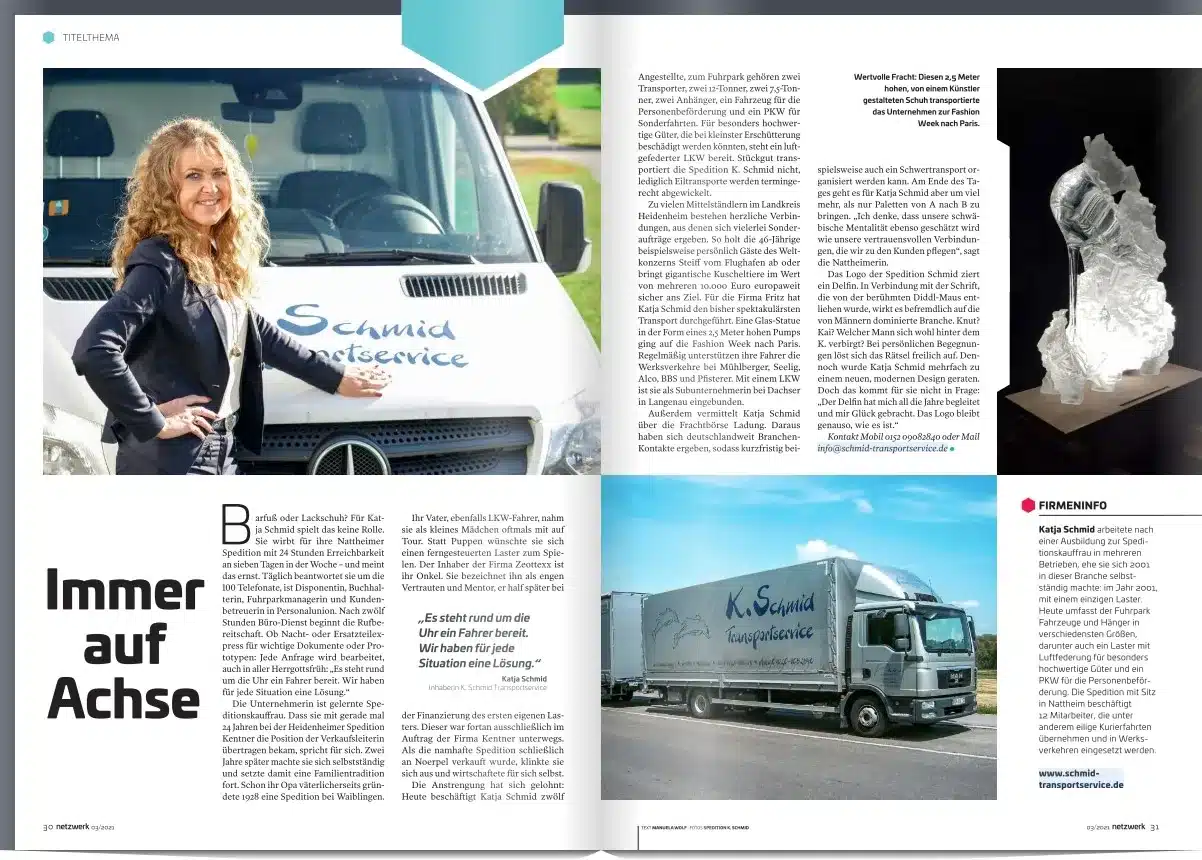 K. Schmid Transportservice - Wirtschaftsjournal Immer auf Achse